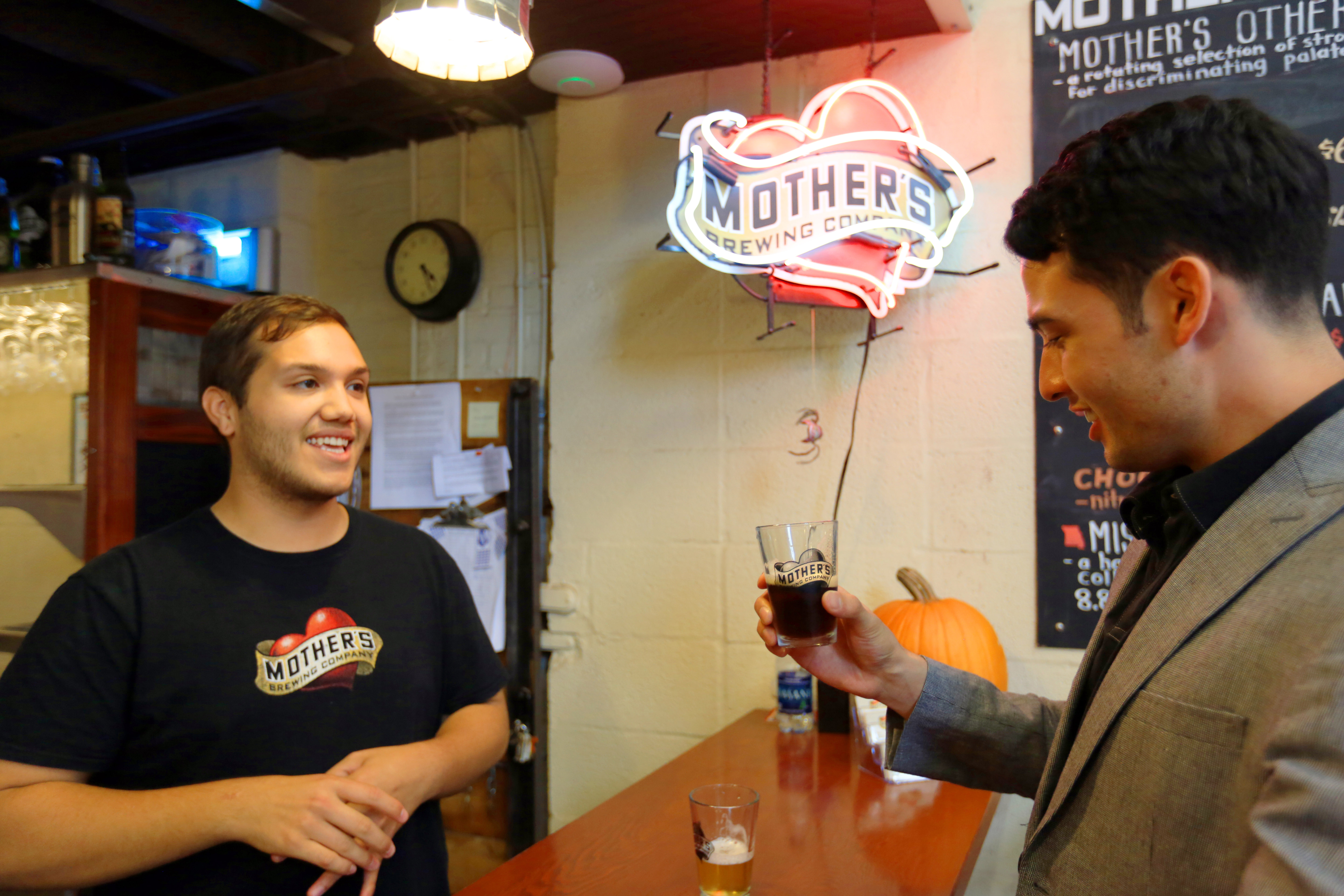 Sampling beer at The Tasting Room at Mother’s Brewing Company in Springfield, Missouri