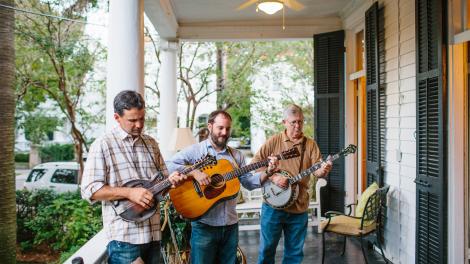 Musicians playing a porch party in Charleston