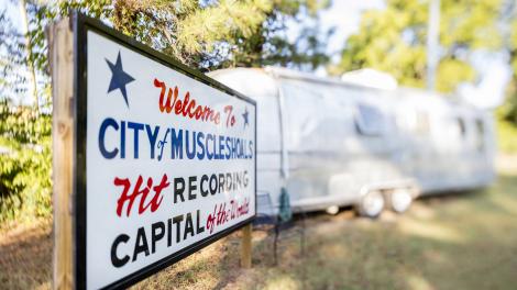 阿拉巴马州马斯尔肖尔斯的欢迎牌