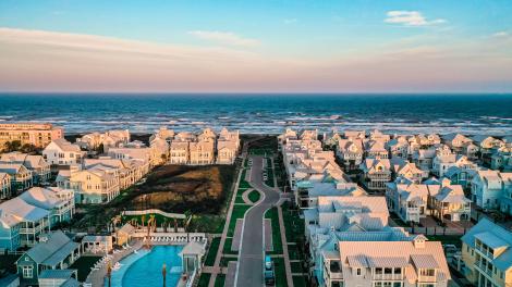 Aerial View of Cinnamon Shore in Port Aransas, Texas