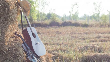 为蓝草乐即兴演奏准备的小提琴和吉他 为蓝草乐即兴演奏准备的小提琴和吉他