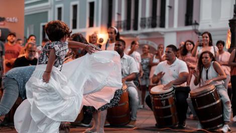 Traditional Bomba dance performance in San Juan, Puerto Rico Traditional Bomba dance performance in San Juan, Puerto Rico