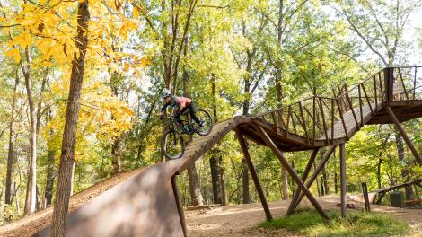 Biking at Coler Mountain Bike Preserve in Bentonville, Arkansas