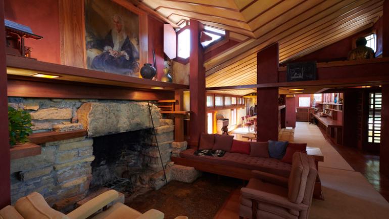 威斯康星州弗兰克·劳埃德·赖特 Taliesin 居所的内饰空间 威斯康星州弗兰克·劳埃德·赖特 Taliesin 居所的内饰空间