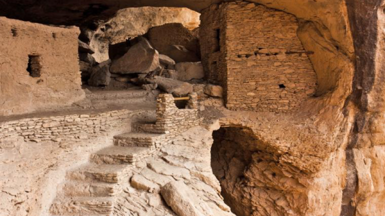 Remnants of homes at Gila Cliff Dwellings National Monument