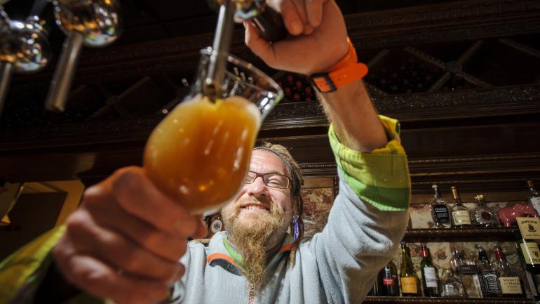 Pouring a beer for thirsty customers in Central New York 