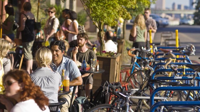 Dining in Mississippi Avenue in Portland, Oregon.