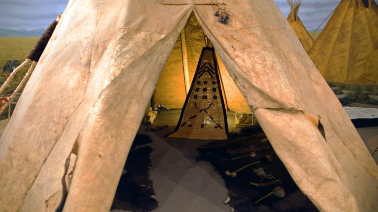 Native American artifacts on display