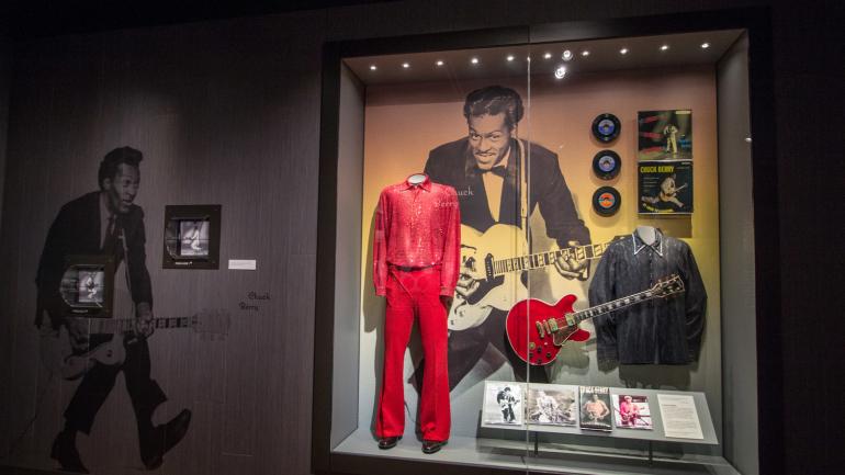 Chuck Berry memorabilia on display at the National Blues Museum