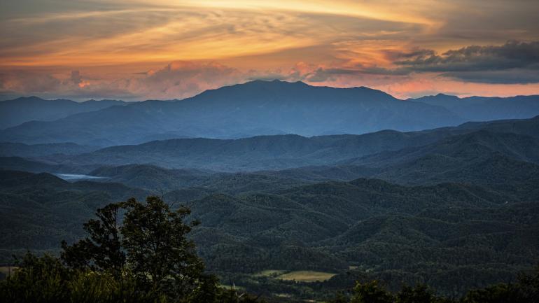 Breathtaking sunset in Smoky Mountains