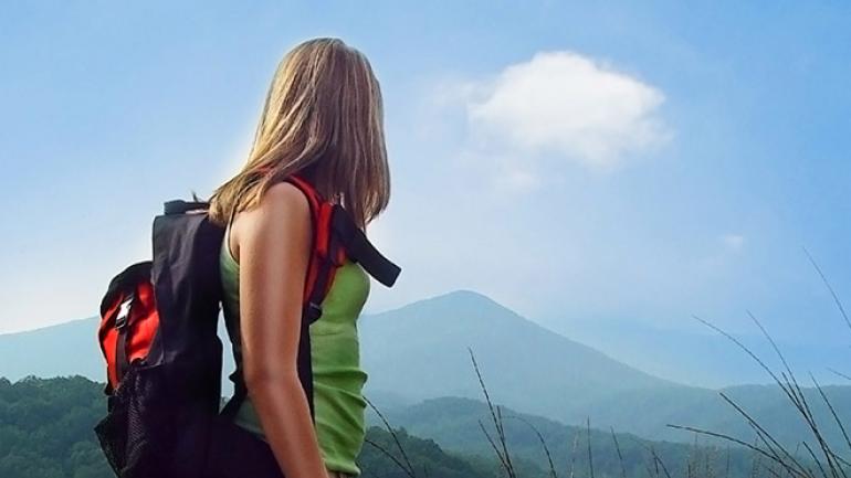 Stopping along a beautiful hiking trail in Great Smoky Mountains National Park