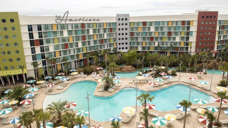 The pool at Universal's retro-inspired Cabana Bay Beach Resort