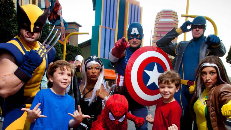 Meeting favorite characters at the Marvel Super Hero Island