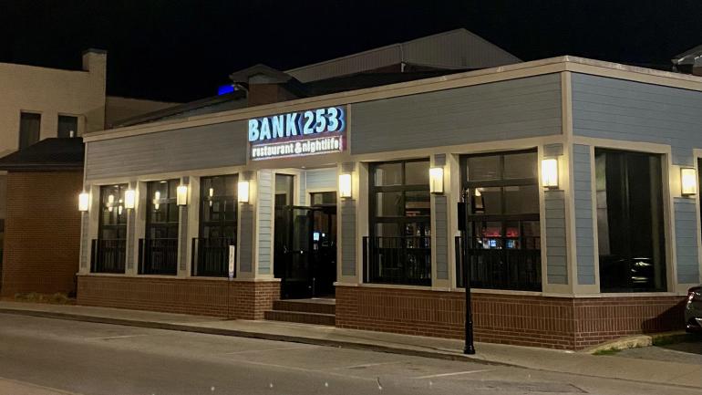 Exterior of Bank 253 at night