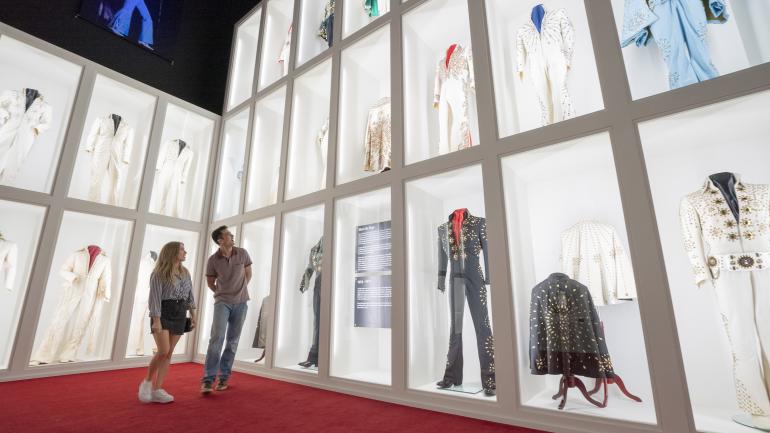 Elvis’ performance outfits on display at Elvis Presley’s Graceland in Memphis, Tennessee