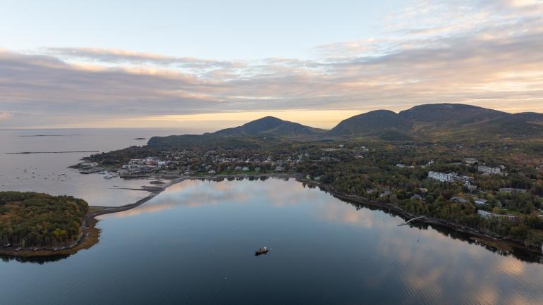 Aerial view of Bar Harbor, Maine