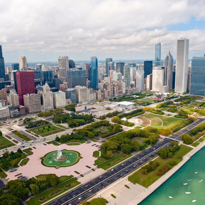 航拍芝加哥格兰特公园