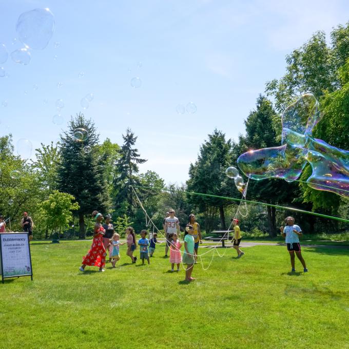 Children playing during the Backyard Wildlife Festival in Tukwila, Washington