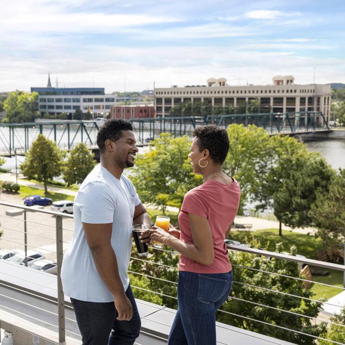Enjoying a rooftop brew at City Built Brewing in Grand Rapids, Michigan