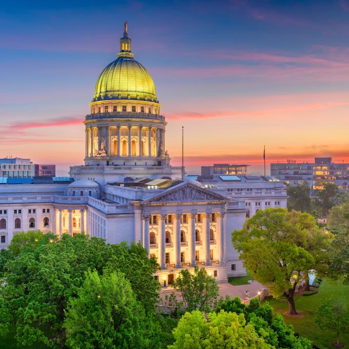 The Wisconsin State Capitol Building in Madison, Wisconsin