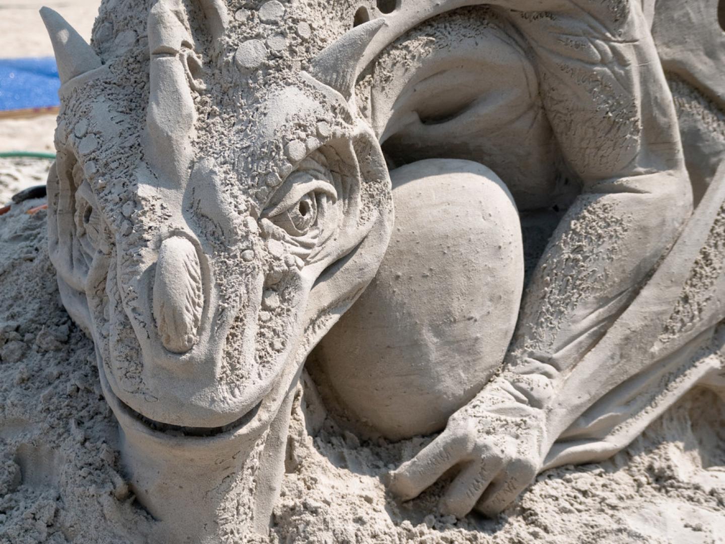 Sand sculpture created during Virginia Beach’s Neptune Festival
