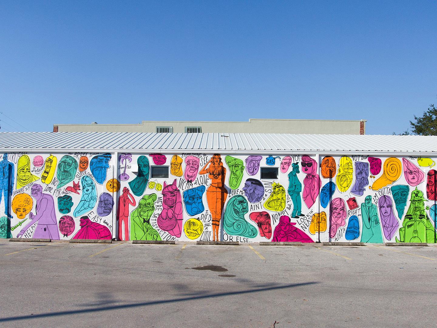 A colorful mural in St. Pete, Florida created during the SHINE St. Pete Mural Festival