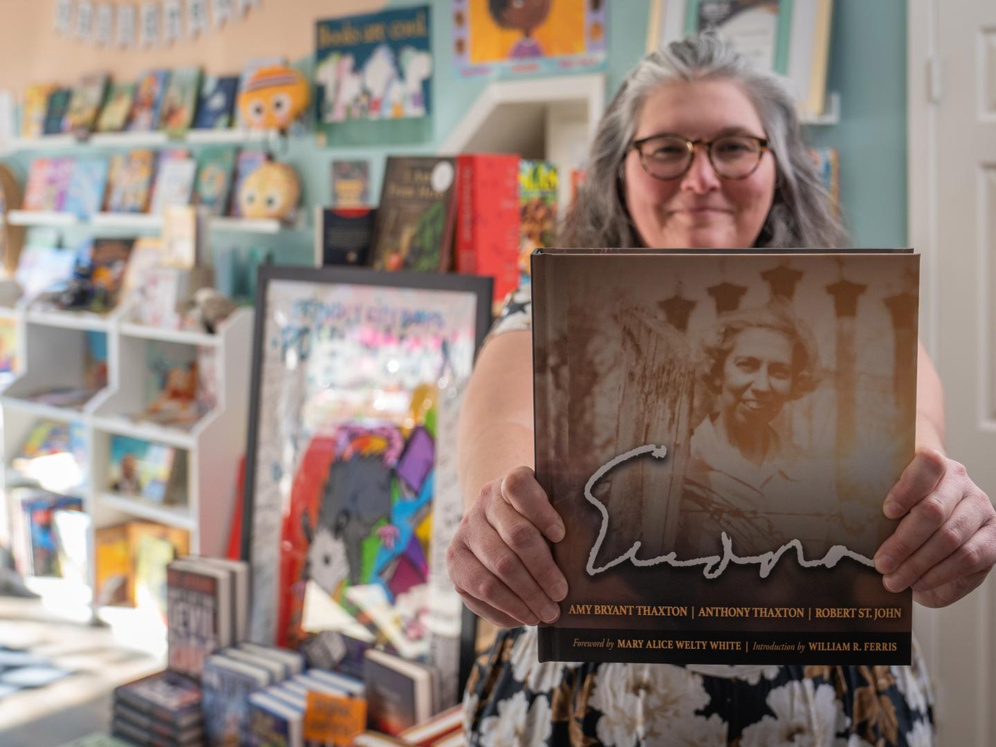 A book about Eudora Welty on display at Friendly City Books in Columbus, Mississippi