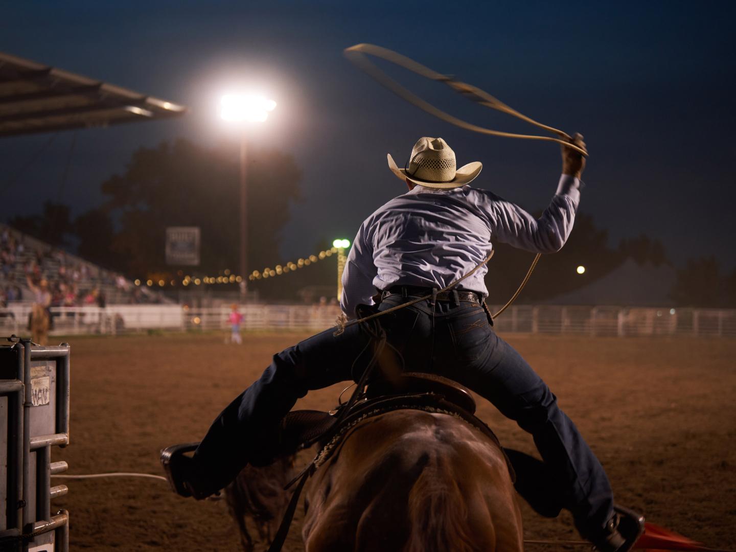 Compétition de rodéo durant la Wyoming State Fair à Douglas, Wyoming