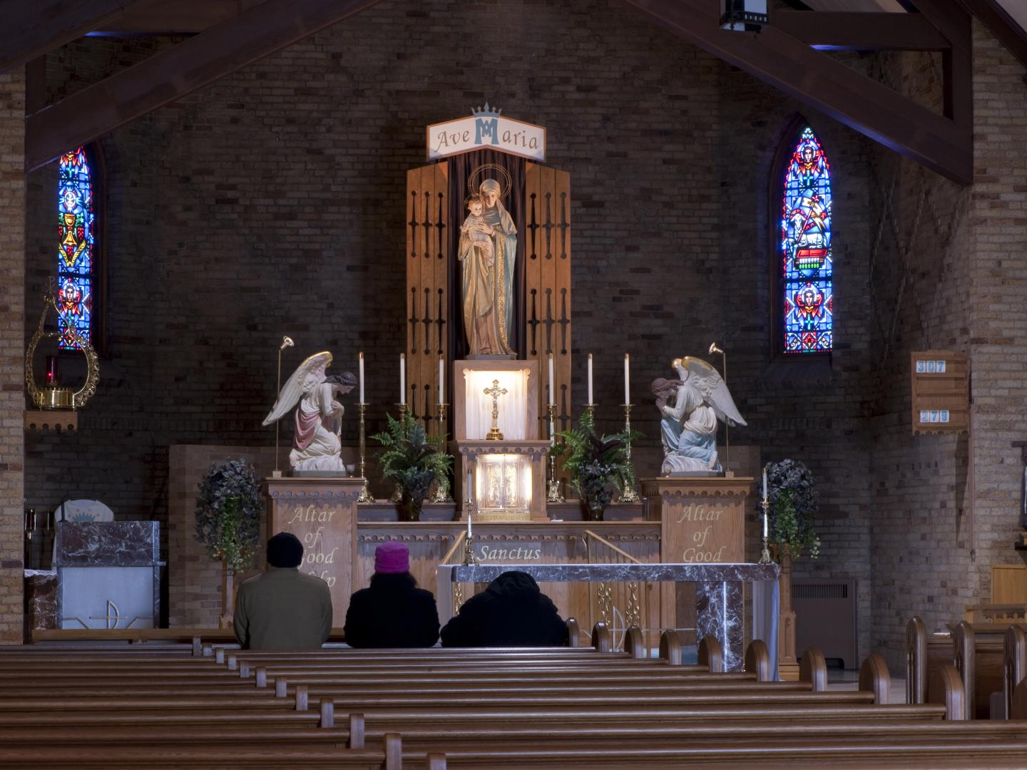 The ornate, tranquil interior at Shrine of our Lady of Good Help near Green Bay, Wisconsin