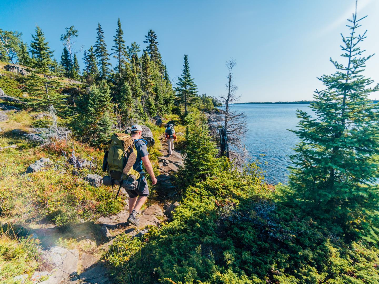 Backpacking in Isle Royale National Park off the coast of Copper Harbor, Michigan 