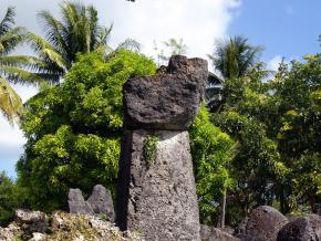 Ancient Chamorro latte stones dot the House of Taga landscape