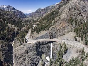 Aerial view of U.S. Highway 550, Colorado’s Million Dollar Highway, near Ouray Aerial view of U.S. Highway 550, Colorado’s Million Dollar Highway, near Ouray