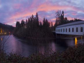 The Goodpasture Covered Bridge at dawn