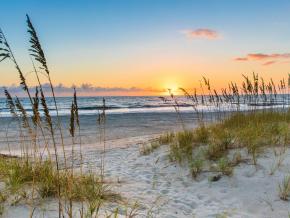 阿米莉亚岛州立公园的海滩日出美景 阿米莉亚岛州立公园的海滩日出美景