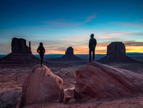 Twilight views of Monument Valley near Utah and Arizona