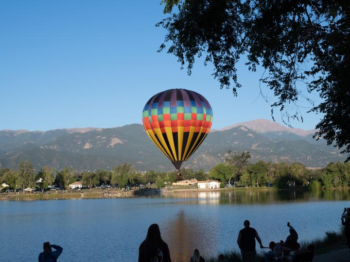 A hot air balloon ascends during Colorado Springs' Labor Day Lift Off