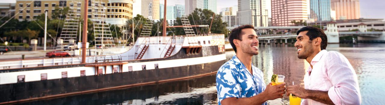 Enjoying cocktails on a sunset cruise in Tampa, Florida