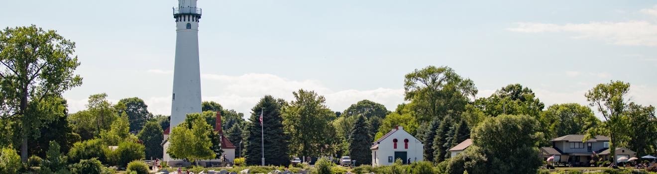 威斯康星州拉辛 Wind Point 灯塔所在的海滩