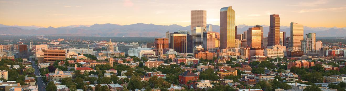 科罗拉多州丹佛清晨的天际线美景