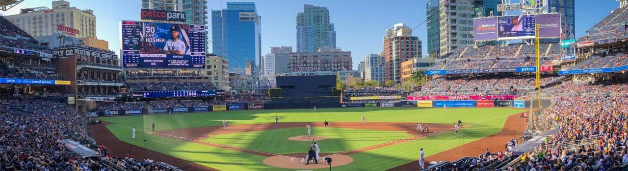 Watching a Major League Baseball game in Petco Park, home of the San Diego Padres in San Diego, California