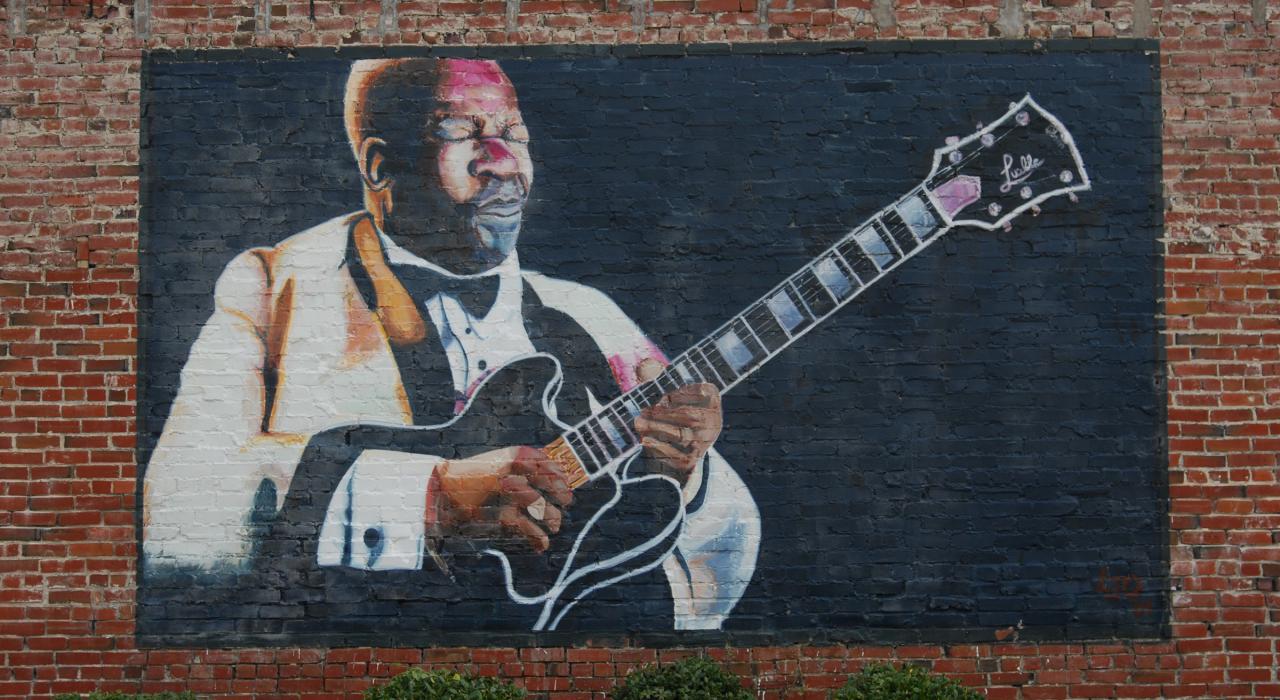 Wandbild von B.B. King in Indianola, Mississippi