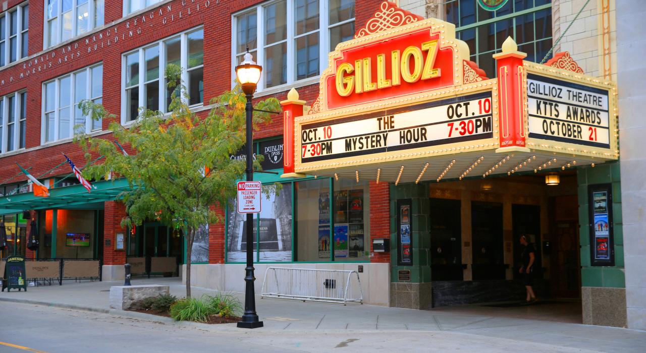 Marquee at the Gillioz Theater on Route 66 in Springfield, Missouri