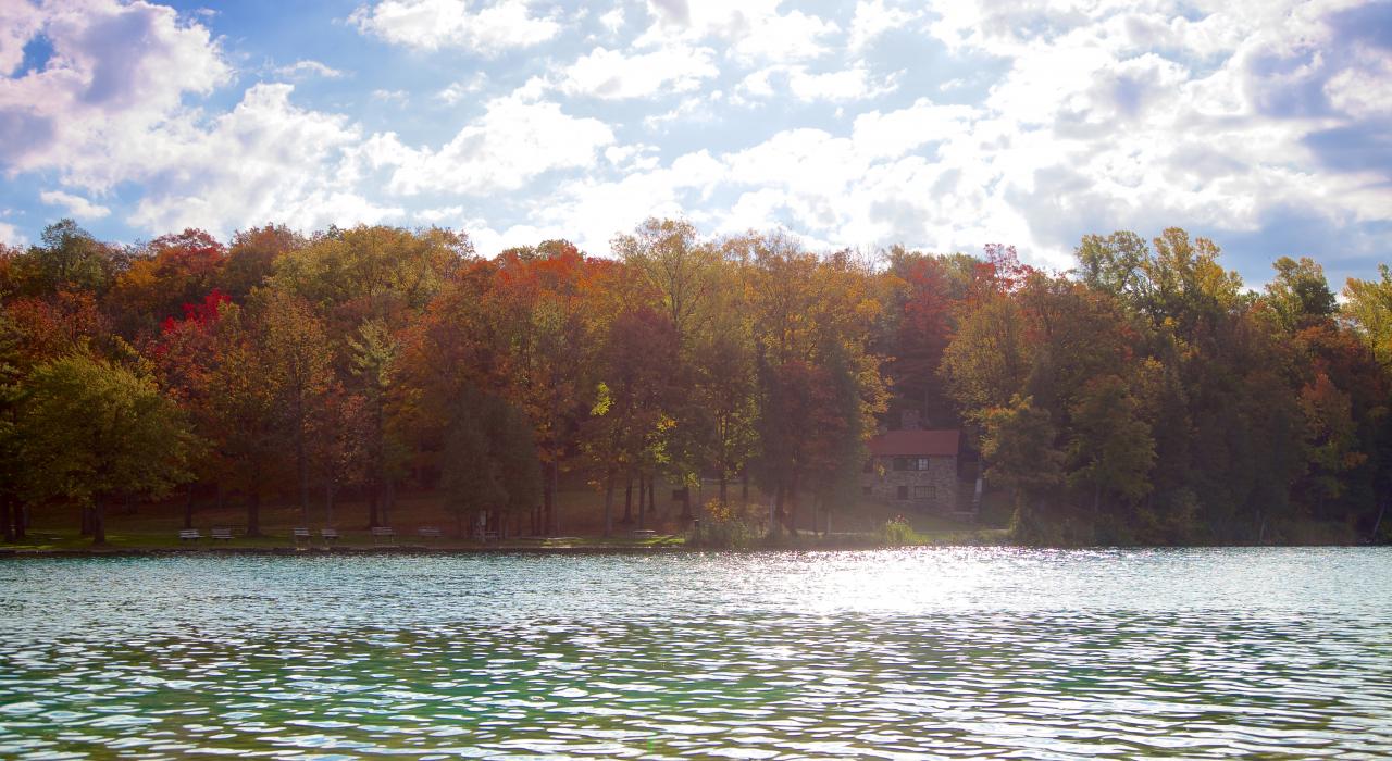 View of Green Lakes State Park in Fayetteville, New York