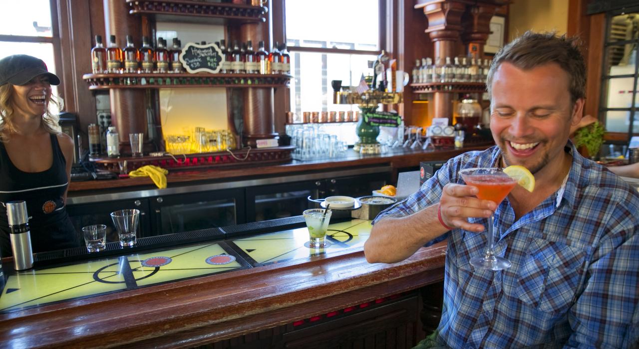 Enjoying a cocktail at a bar in Billings, Montana