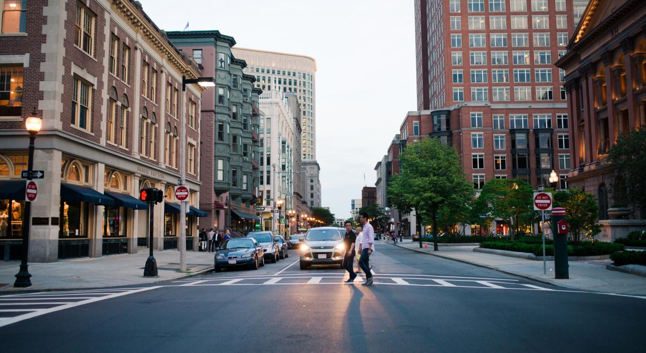 Pedestrian-friendly streets of Boston, Massachusetts