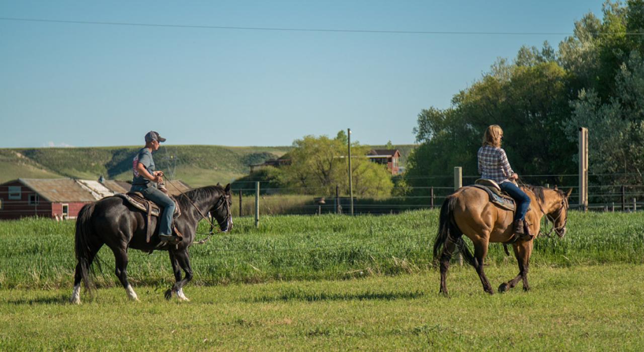Enjoying the outdoors on Horseback at Terry Bison Ranch, Wyoming