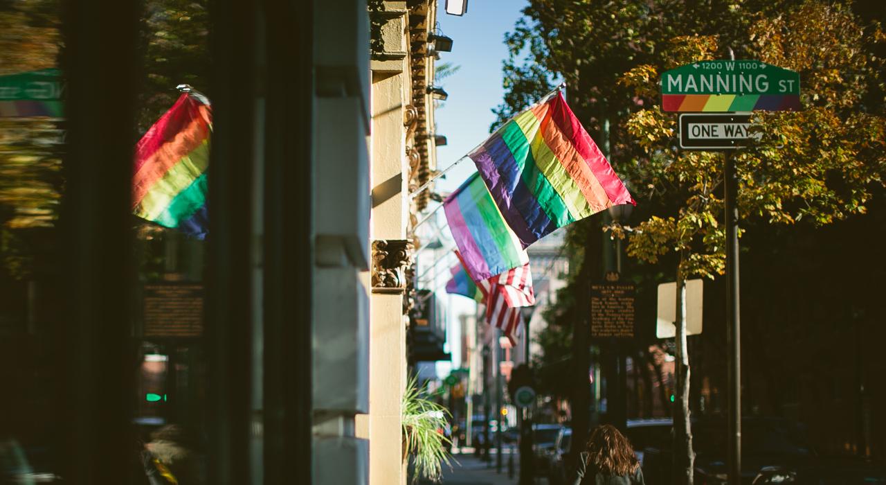 Pride flag in Philadelphia's Gayborhood