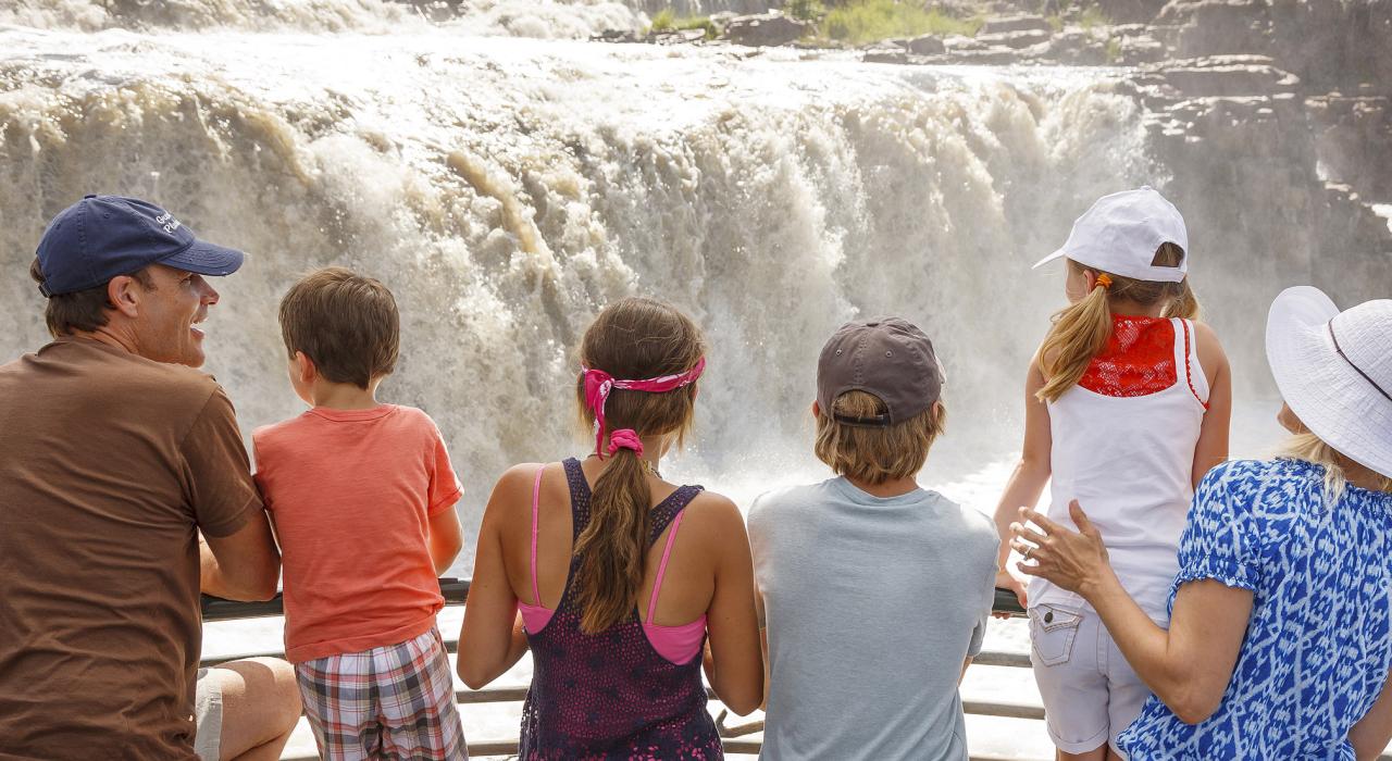 Marveling at the sight of Sioux Falls in Falls Park