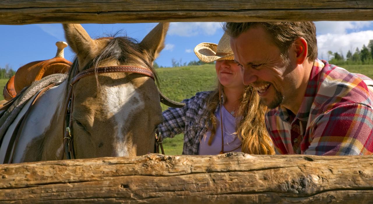 Getting ready to horseback ride in Yellowstone National Park, Montana