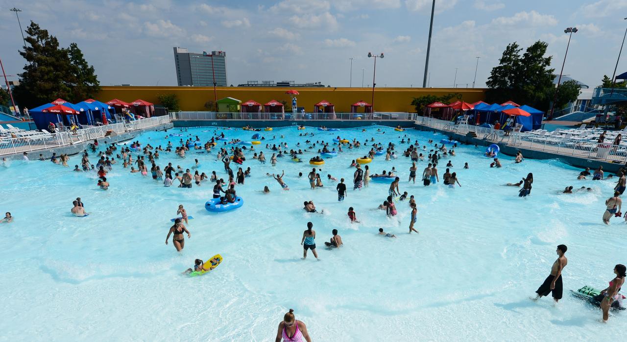 The wave pool at Six Flags Hurricane Harbor